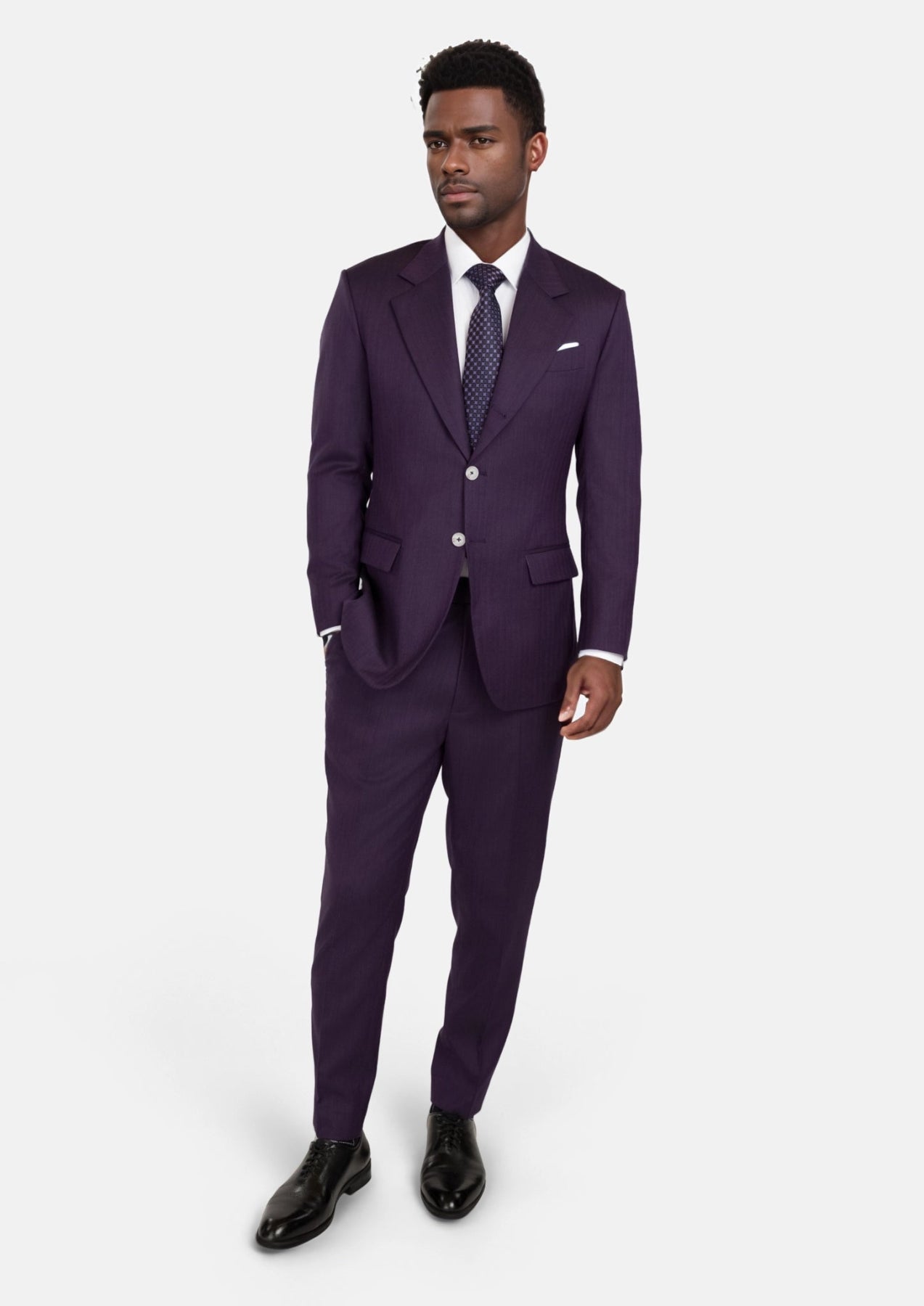 Violet Herringbone Thompson Suit - SARTORO