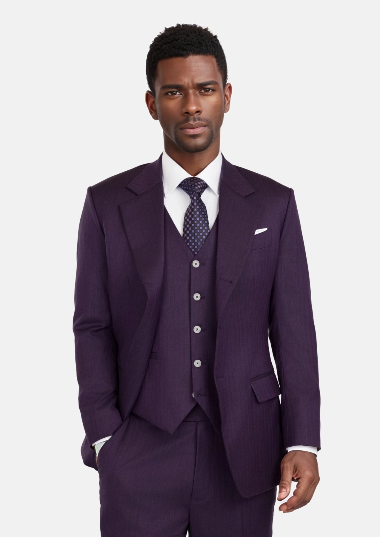 Violet Herringbone Thompson Suit - SARTORO
