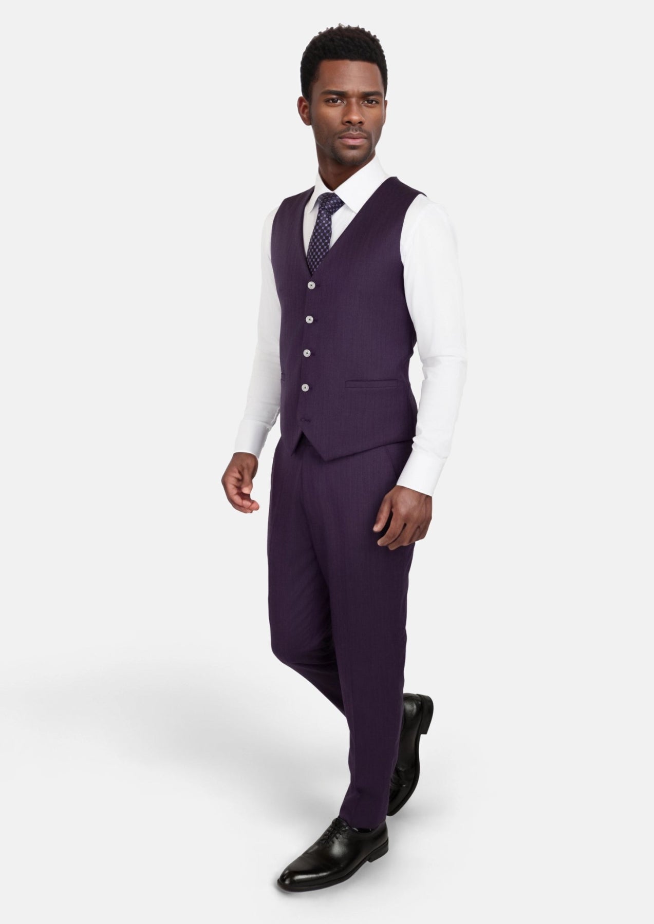 Violet Herringbone Vest - SARTORO