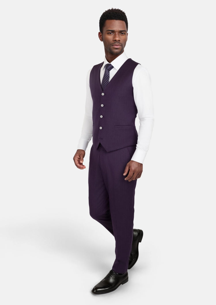 Violet Herringbone Vest - SARTORO214