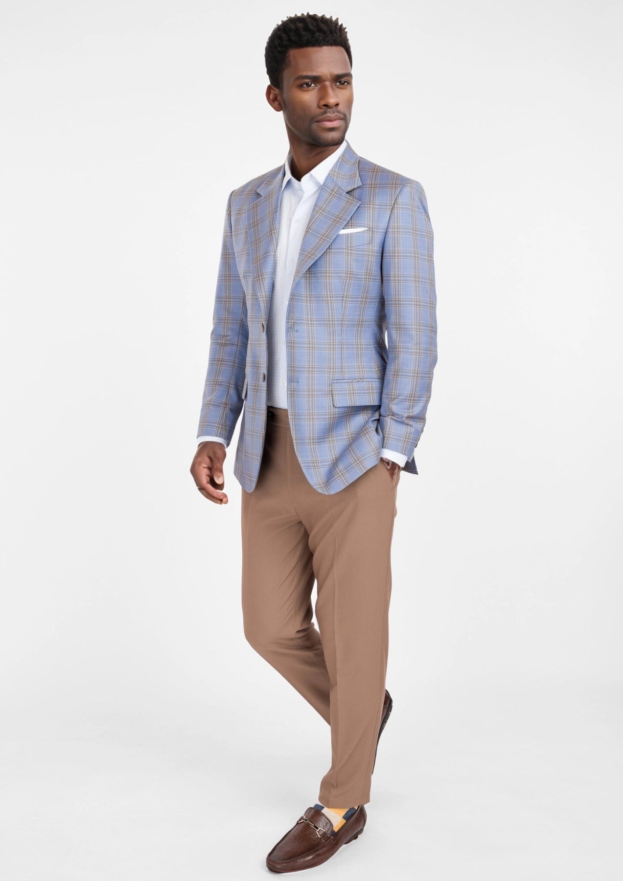 Vista Blue Checked Thompson Jacket - SARTORO