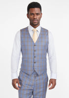 Vista Blue Checked Vest - SARTORO335