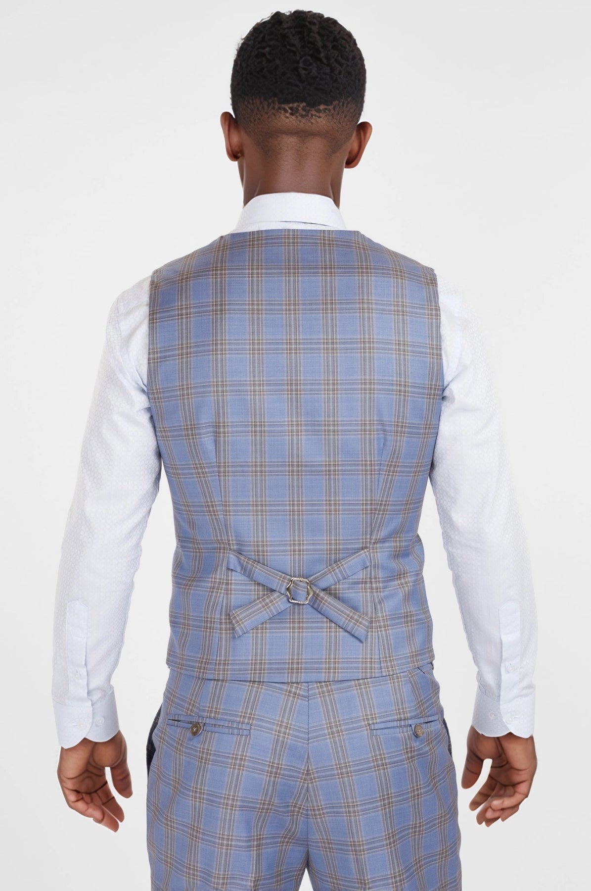 Vista Blue Checked Vest - SARTORO