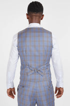 Vista Blue Checked Vest - SARTORO591