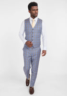 Vista Blue Checked Vest - SARTORO964