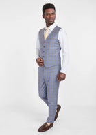 Vista Blue Checked Vest - SARTORO455