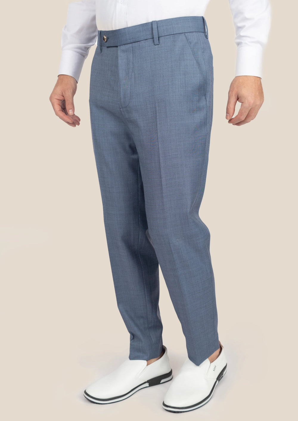 Vista Blue Sharkskin Pants - SARTORO