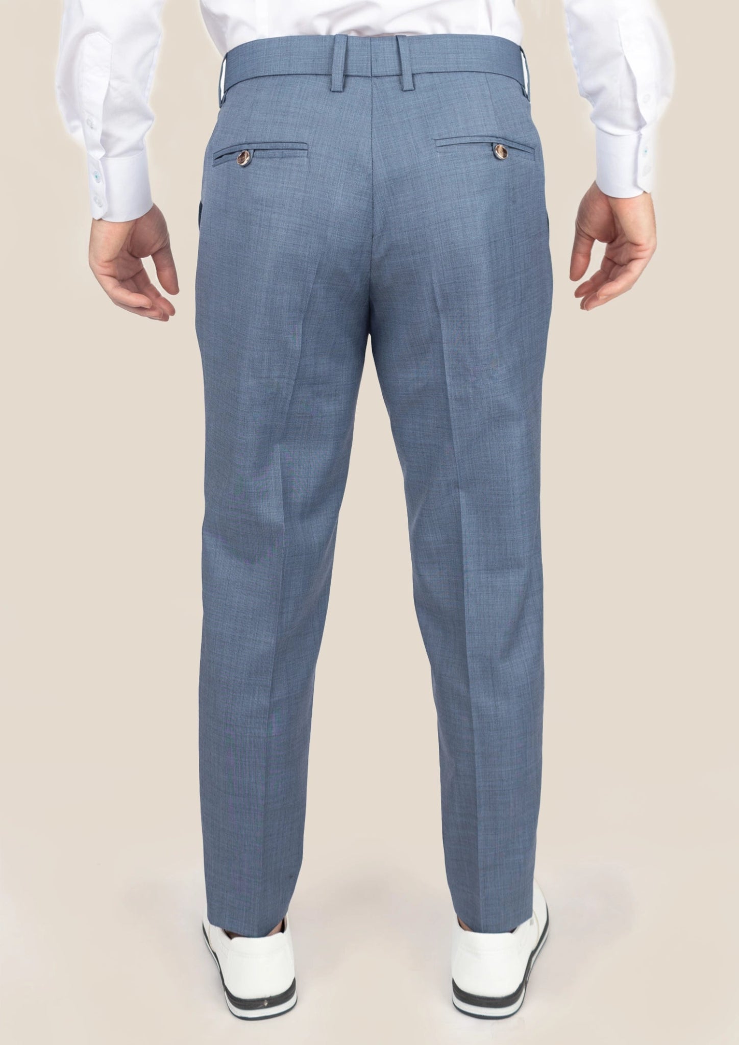 Vista Blue Sharkskin Pants - SARTORO