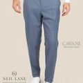 Vista Blue Sharkskin Pants - SARTORO