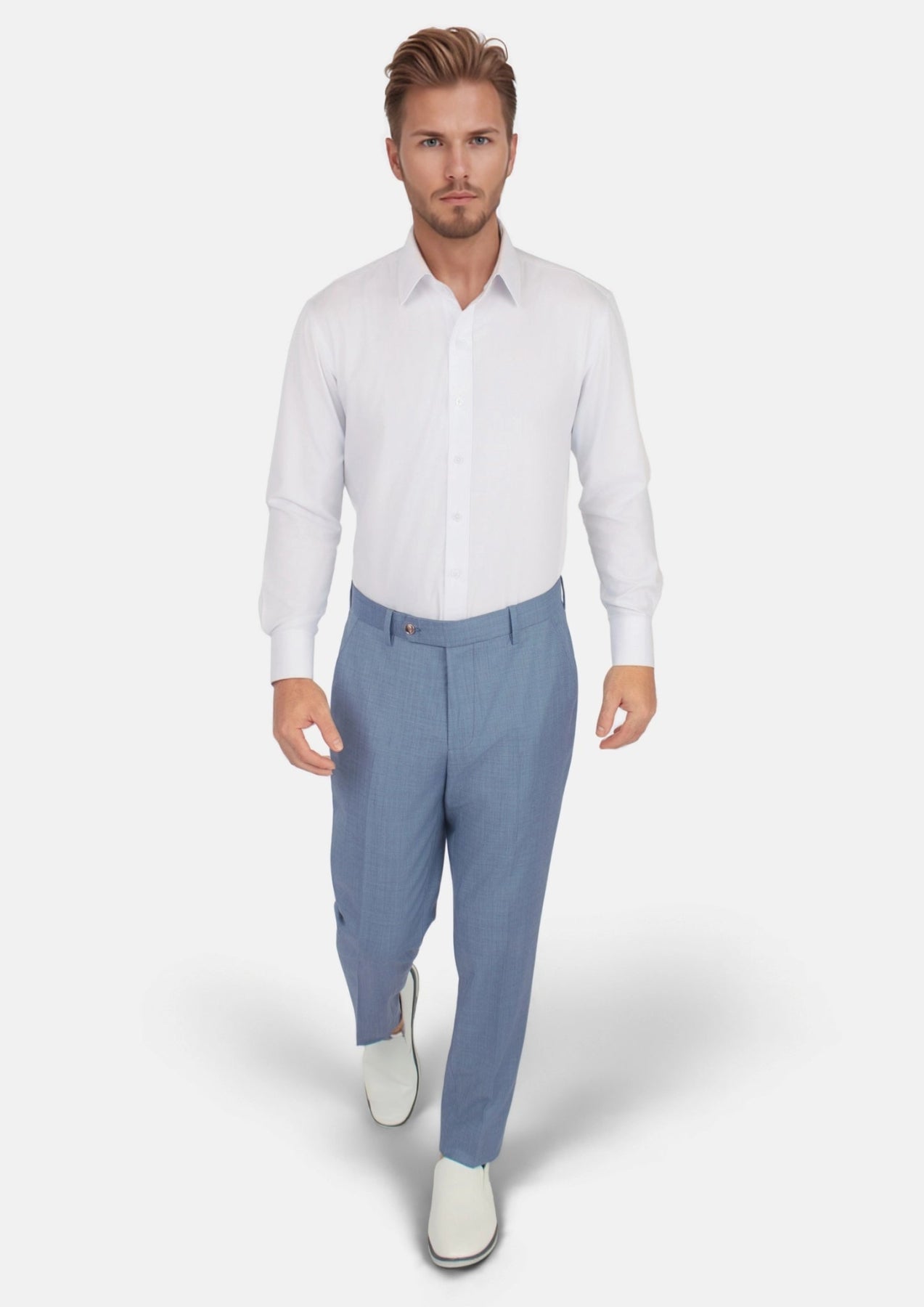 Vista Blue Sharkskin Pants - SARTORO602