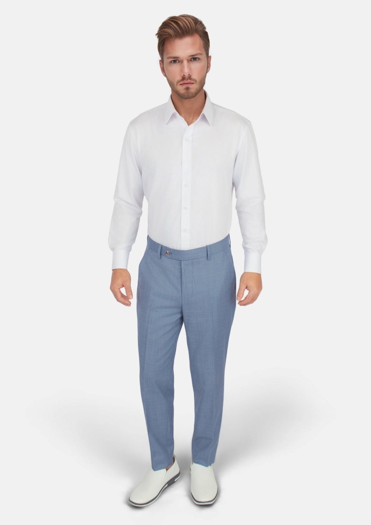 Vista Blue Sharkskin Pants - SARTORO212