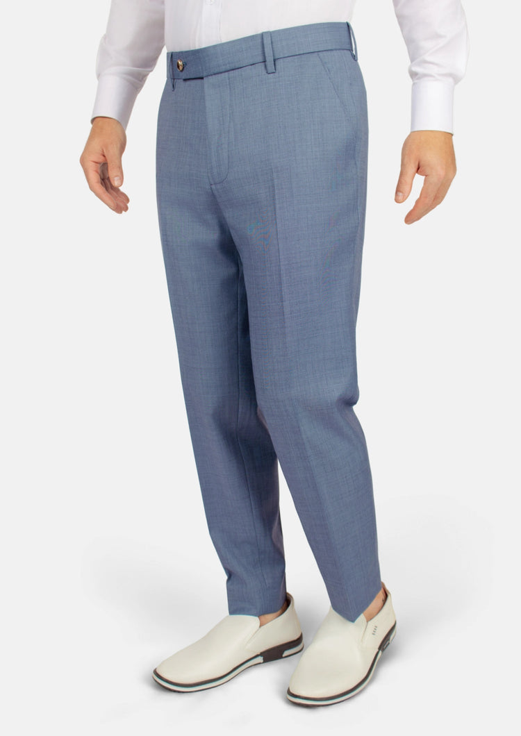 Vista Blue Sharkskin Pants - SARTORO605