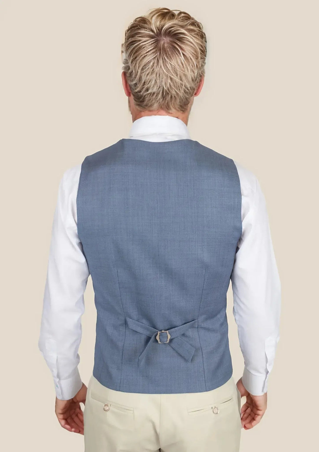 Vista Blue Sharkskin Vest - SARTORO