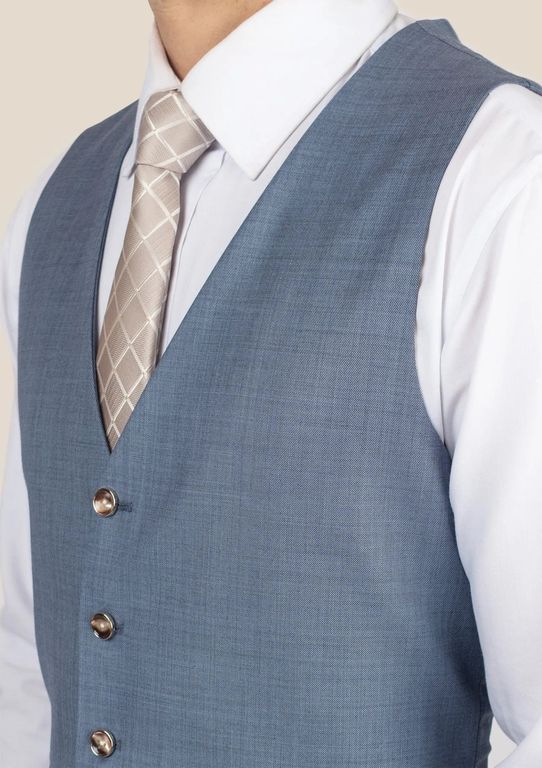 Vista Blue Sharkskin Vest - SARTORO