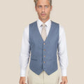 Vista Blue Sharkskin Vest - SARTORO