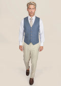 Vista Blue Sharkskin Vest - SARTORO