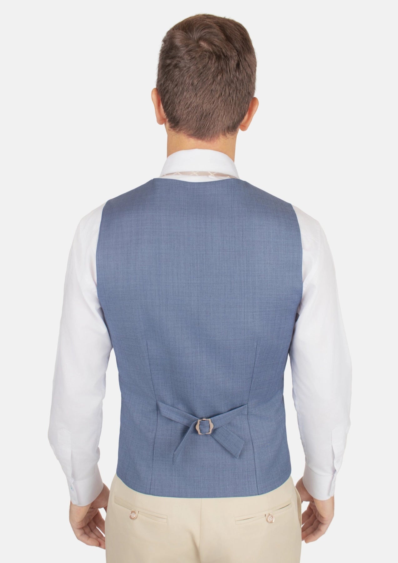 Vista Blue Sharkskin Vest - SARTORO261