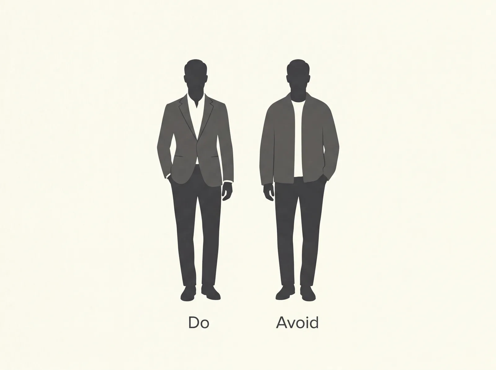 A waist-defined fitted jacket compared with a boxy straight-hanging jacket