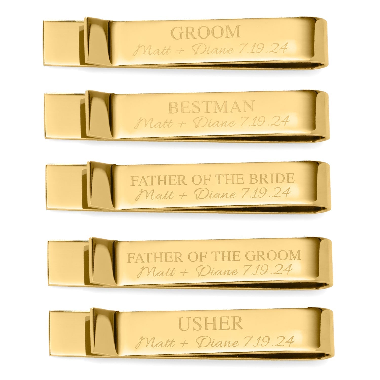 Wedding Party Gold Engravable Tie Bar - SARTORO702