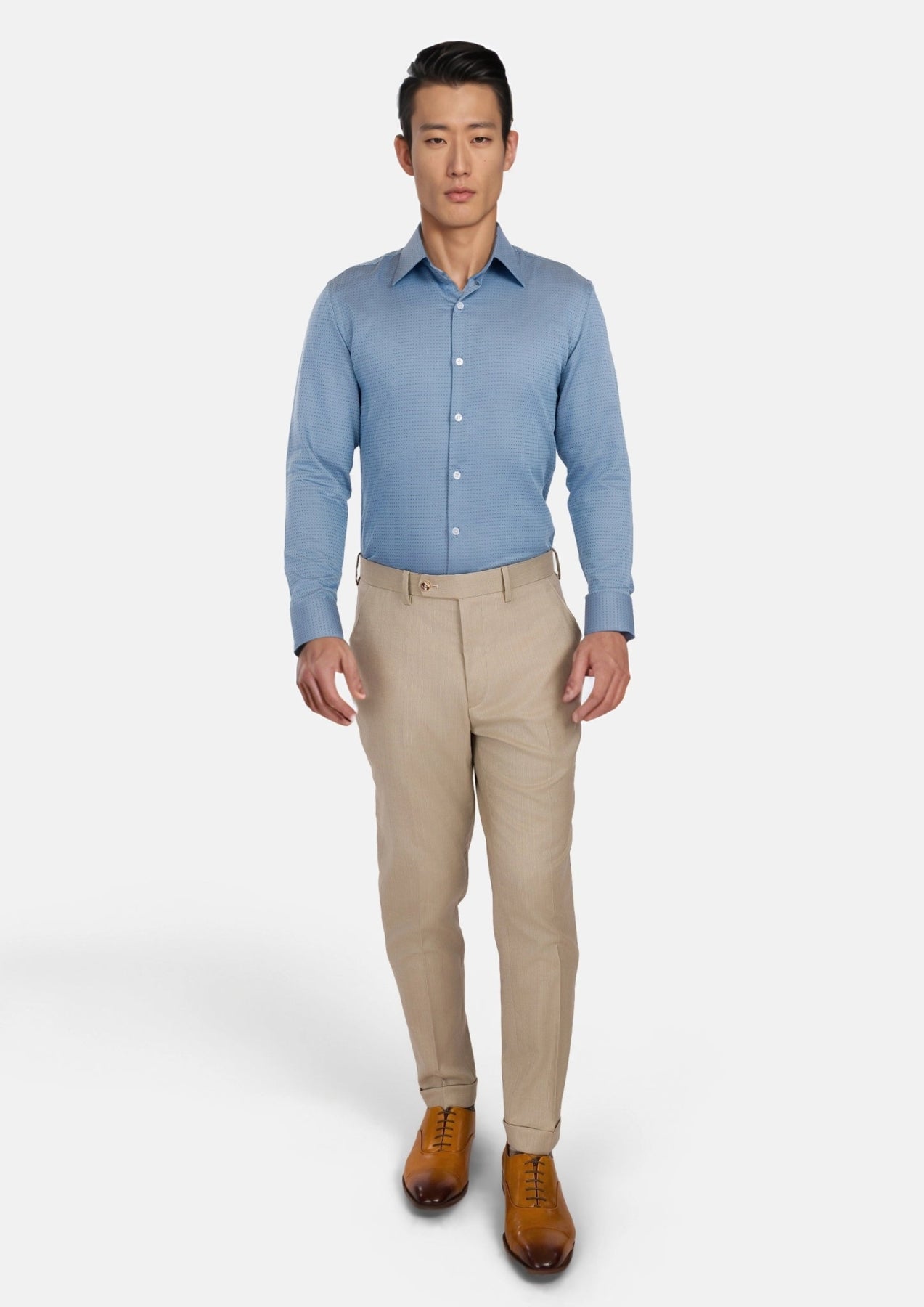 Weldon Blue Micro Jacquard Shirt - SARTORO