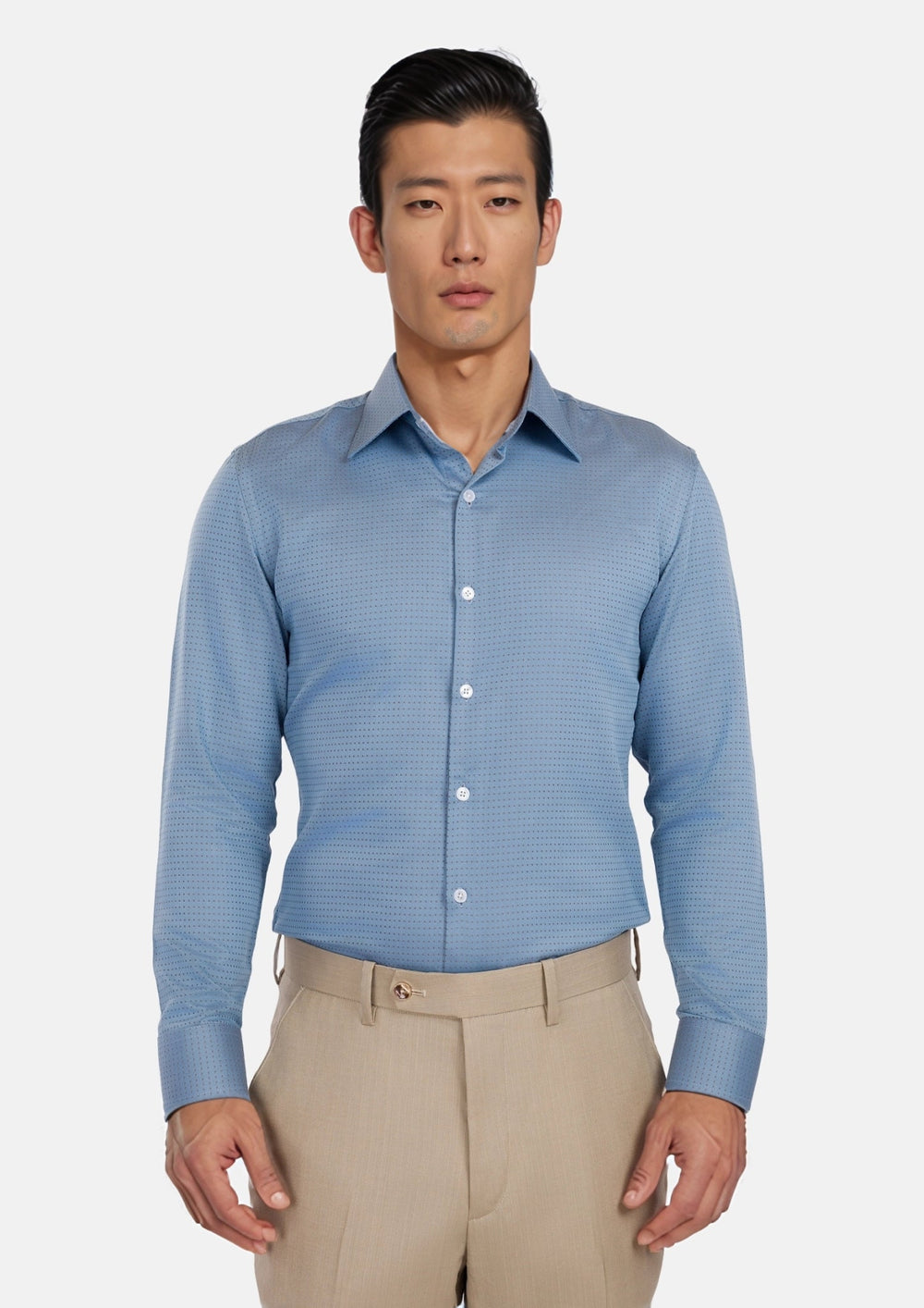 Weldon Blue Micro Jacquard Shirt - SARTORO
