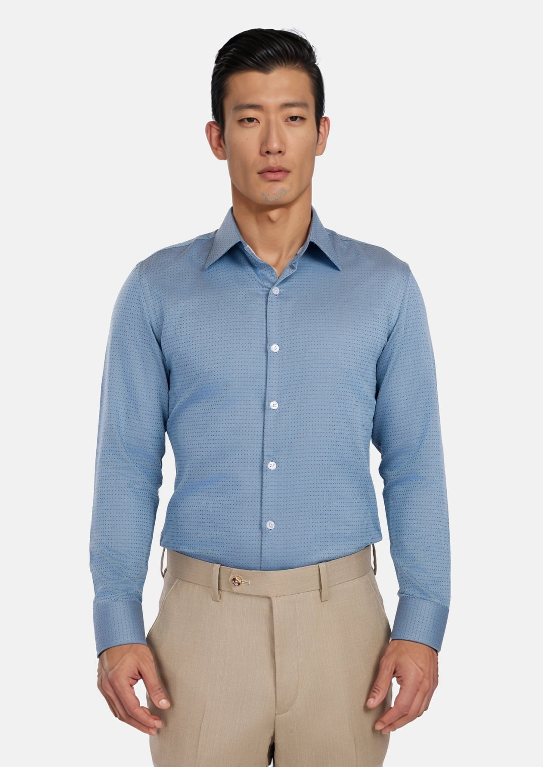 Weldon Blue Micro Jacquard Shirt - SARTORO