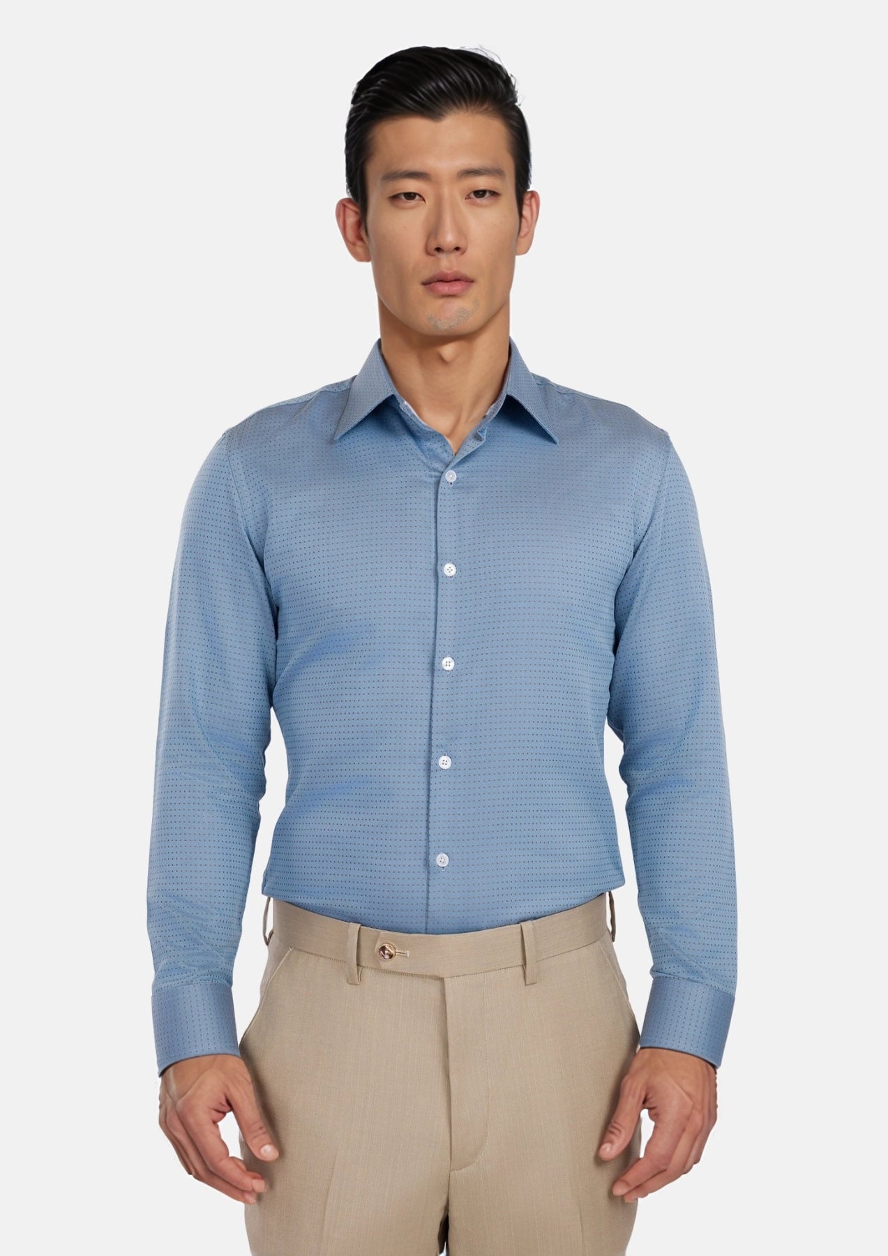 Weldon Blue Micro Jacquard Shirt - SARTORO