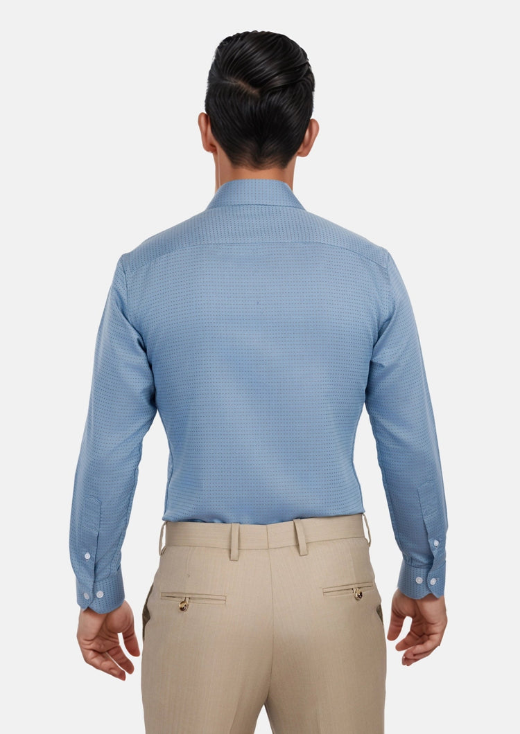 Weldon Blue Micro Jacquard Shirt - SARTORO658