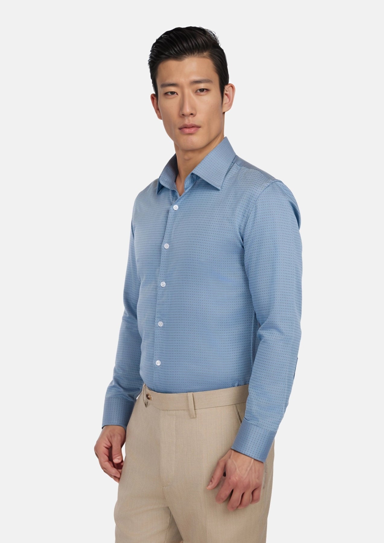 Weldon Blue Micro Jacquard Shirt - SARTORO