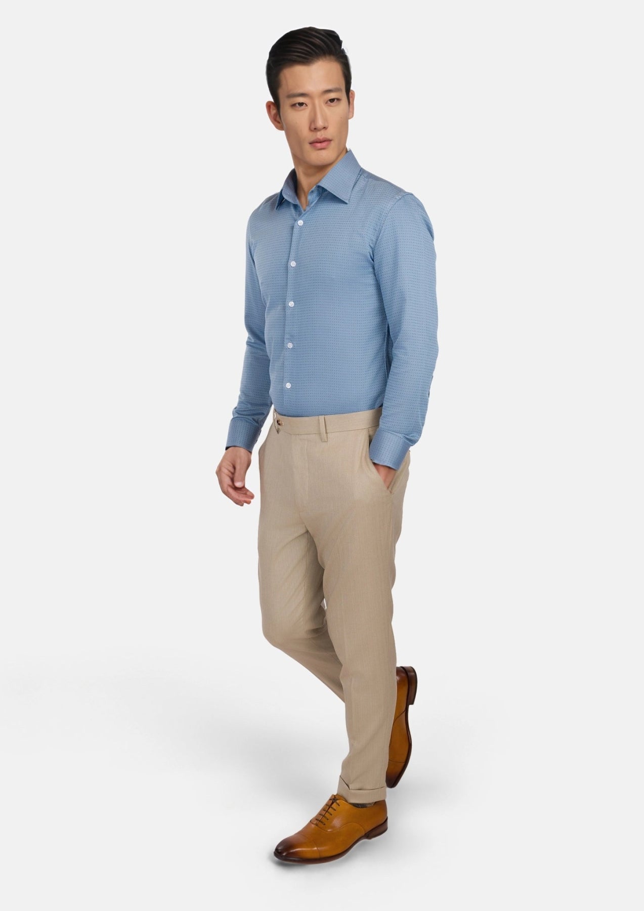 Weldon Blue Micro Jacquard Shirt - SARTORO