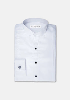 White Bamboo Tuxedo Shirt - SARTORO