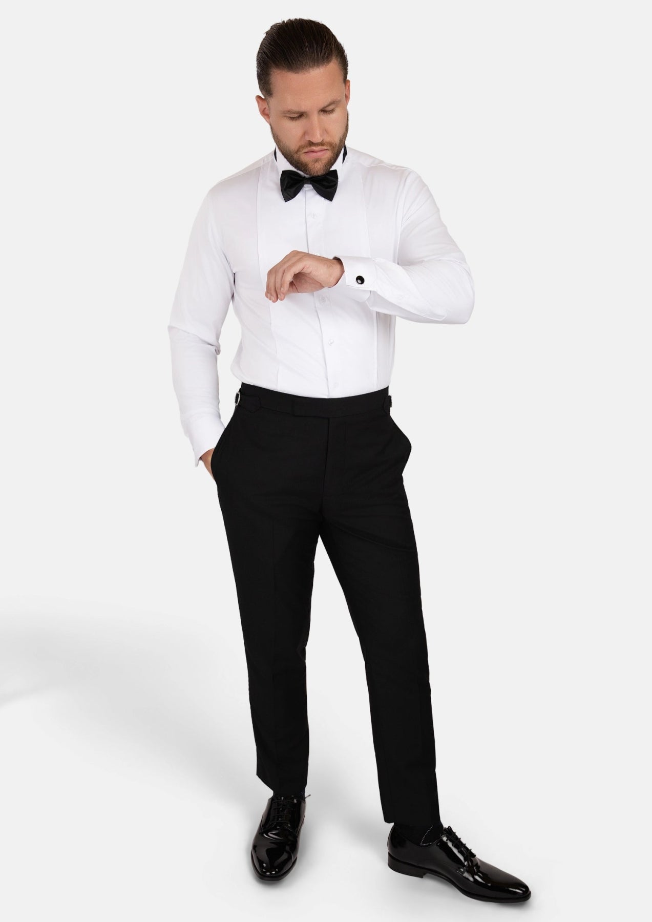 White Bamboo Tuxedo Shirt - SARTORO