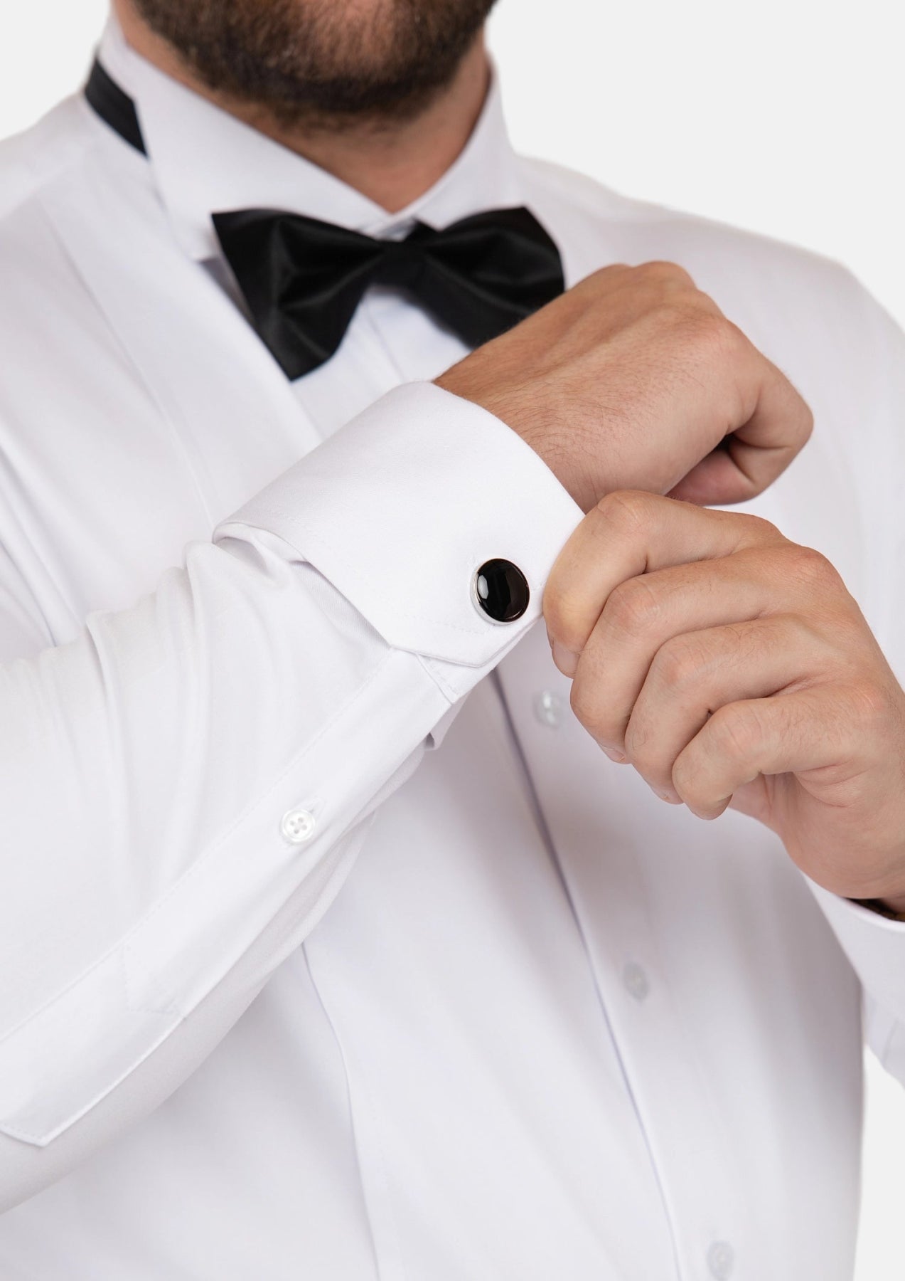 White Bamboo Tuxedo Shirt - SARTORO
