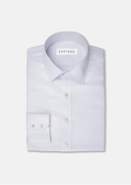 White Egyptian Cotton Broadcloth Shirt - SARTORO