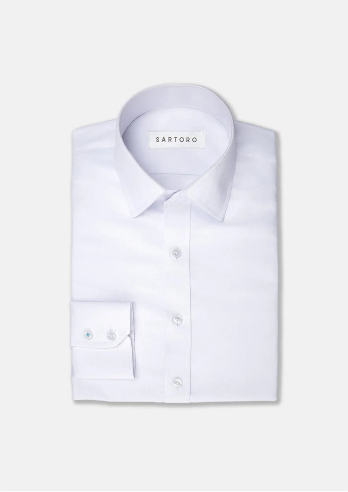 White Egyptian Cotton Broadcloth Shirt - SARTORO275