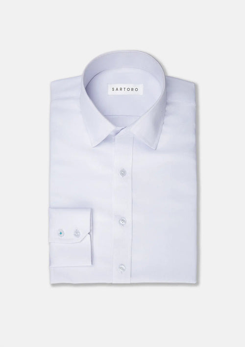 White Egyptian Cotton Broadcloth Shirt - SARTORO