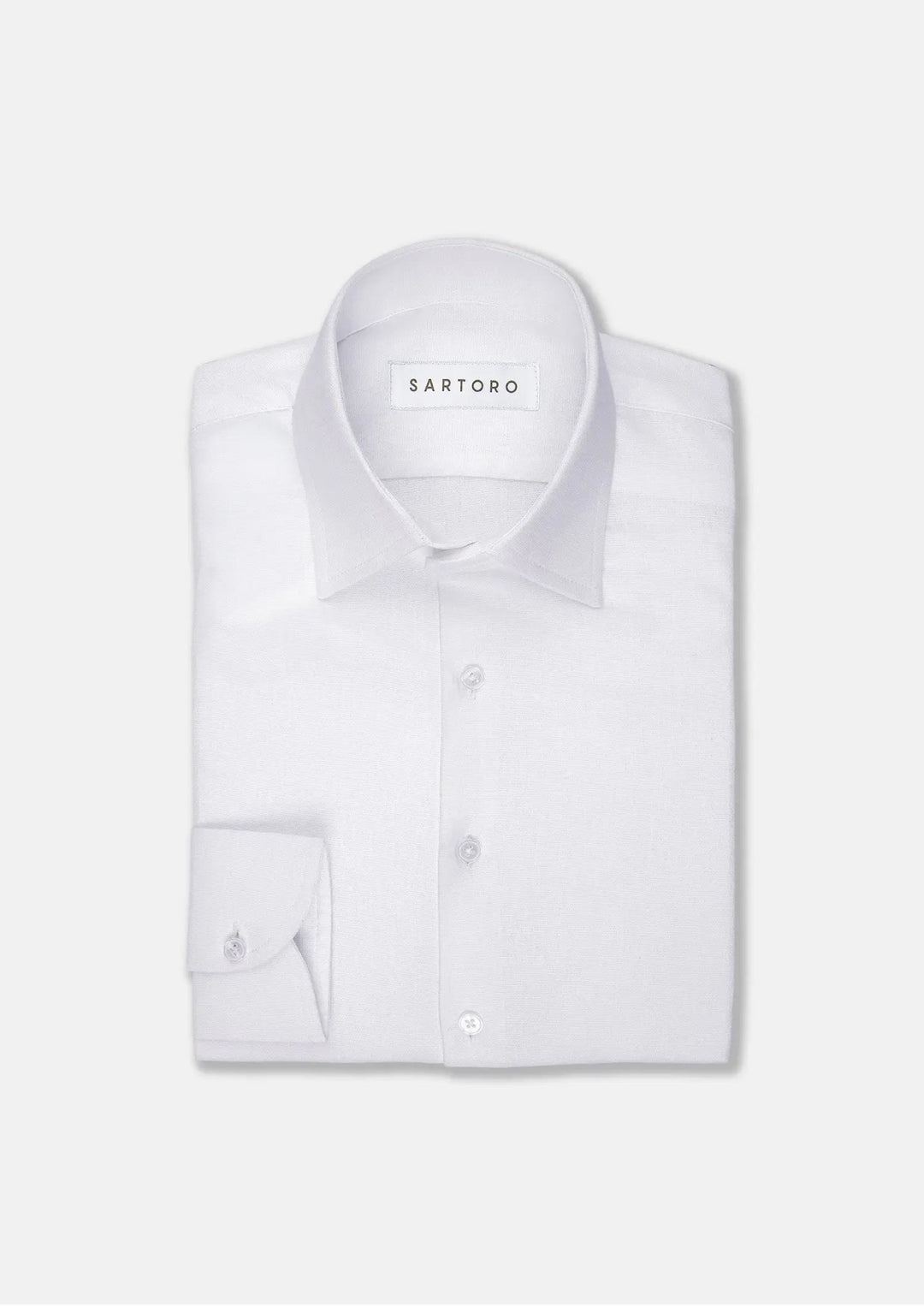 White Linen Blend Shirt - SARTORO