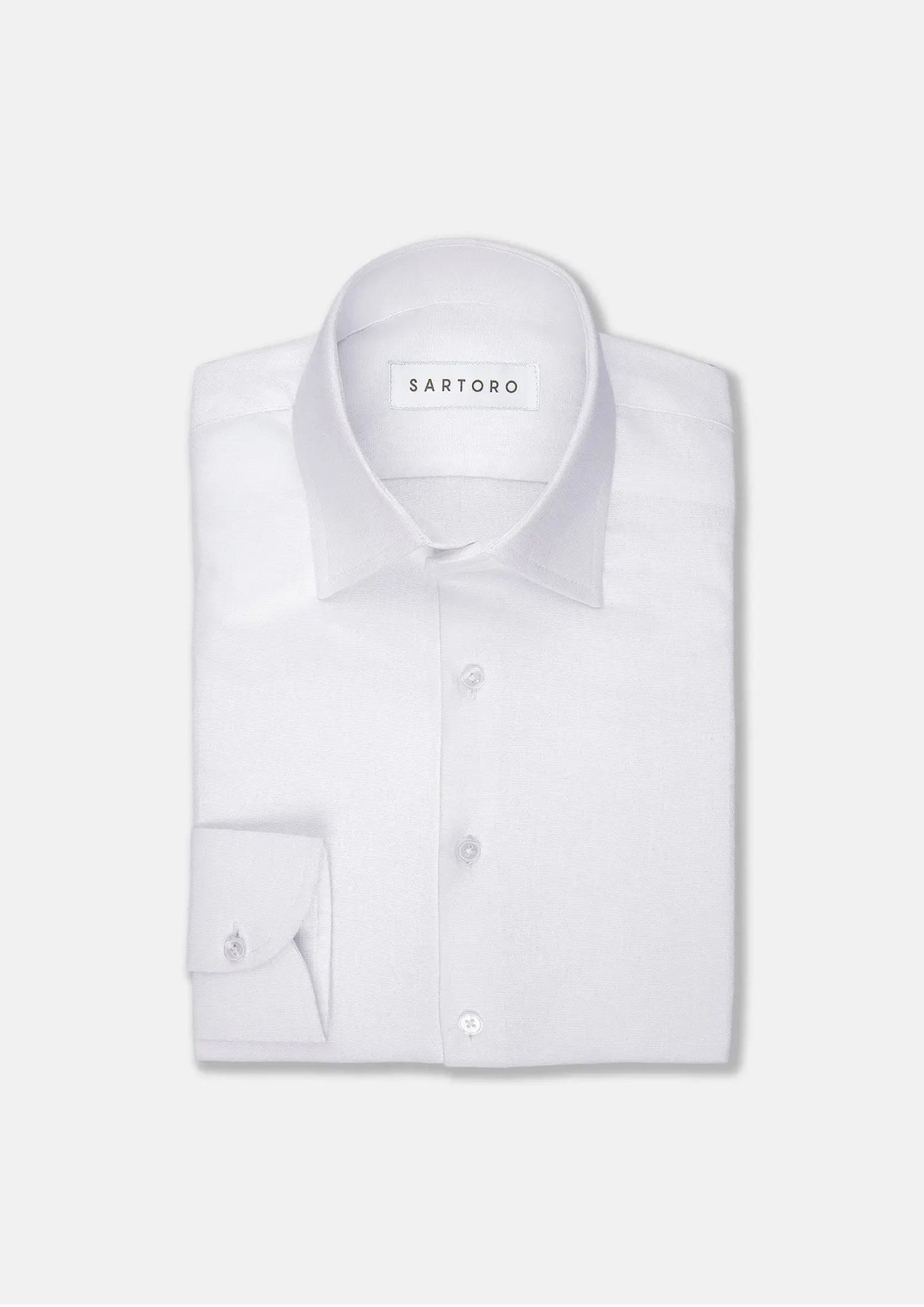 White Linen Blend Shirt - SARTORO