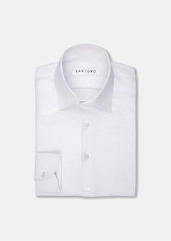 White Linen Blend Shirt - SARTORO