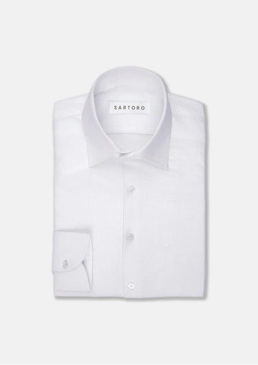 White Linen Blend Shirt - SARTORO