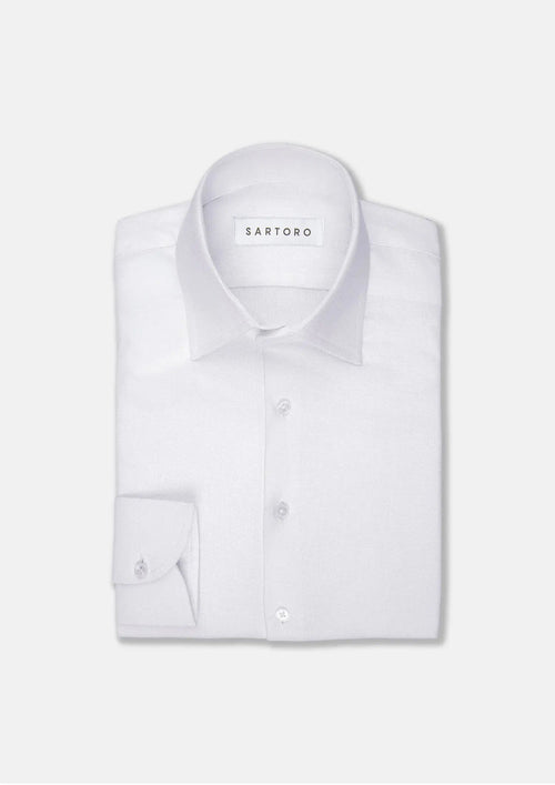 White Linen Blend Shirt - SARTORO