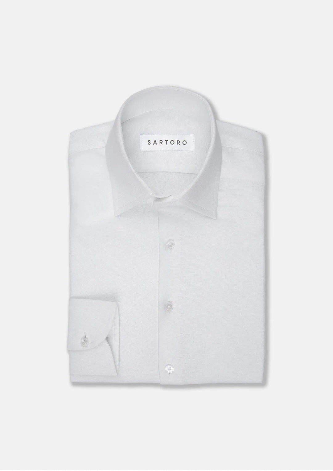 White Linen Blend Shirt - SARTORO