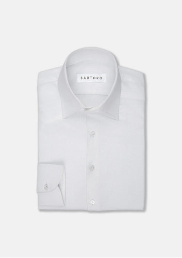 White Linen Blend Shirt - SARTORO