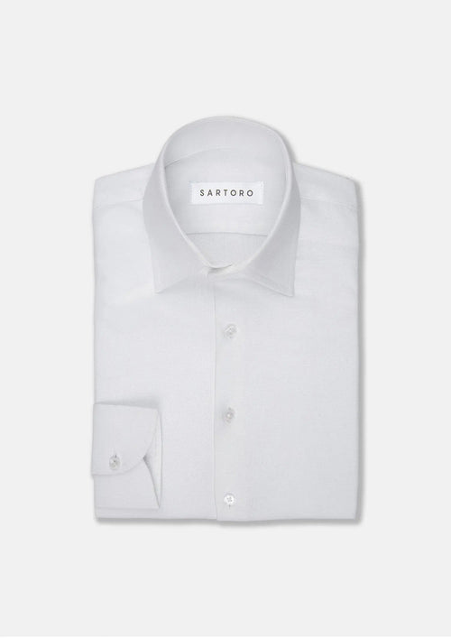 White Linen Blend Shirt - SARTORO