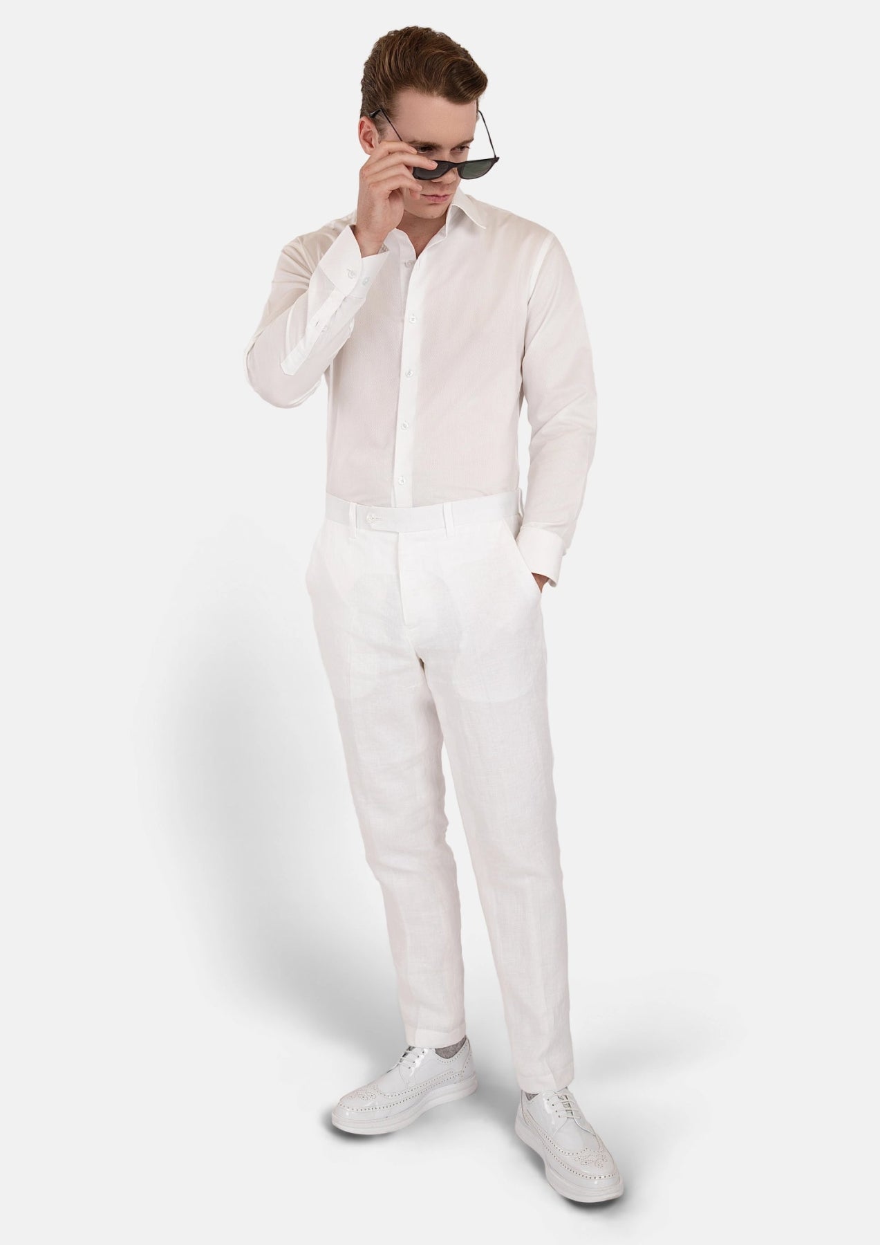 White Linen Pants - SARTORO