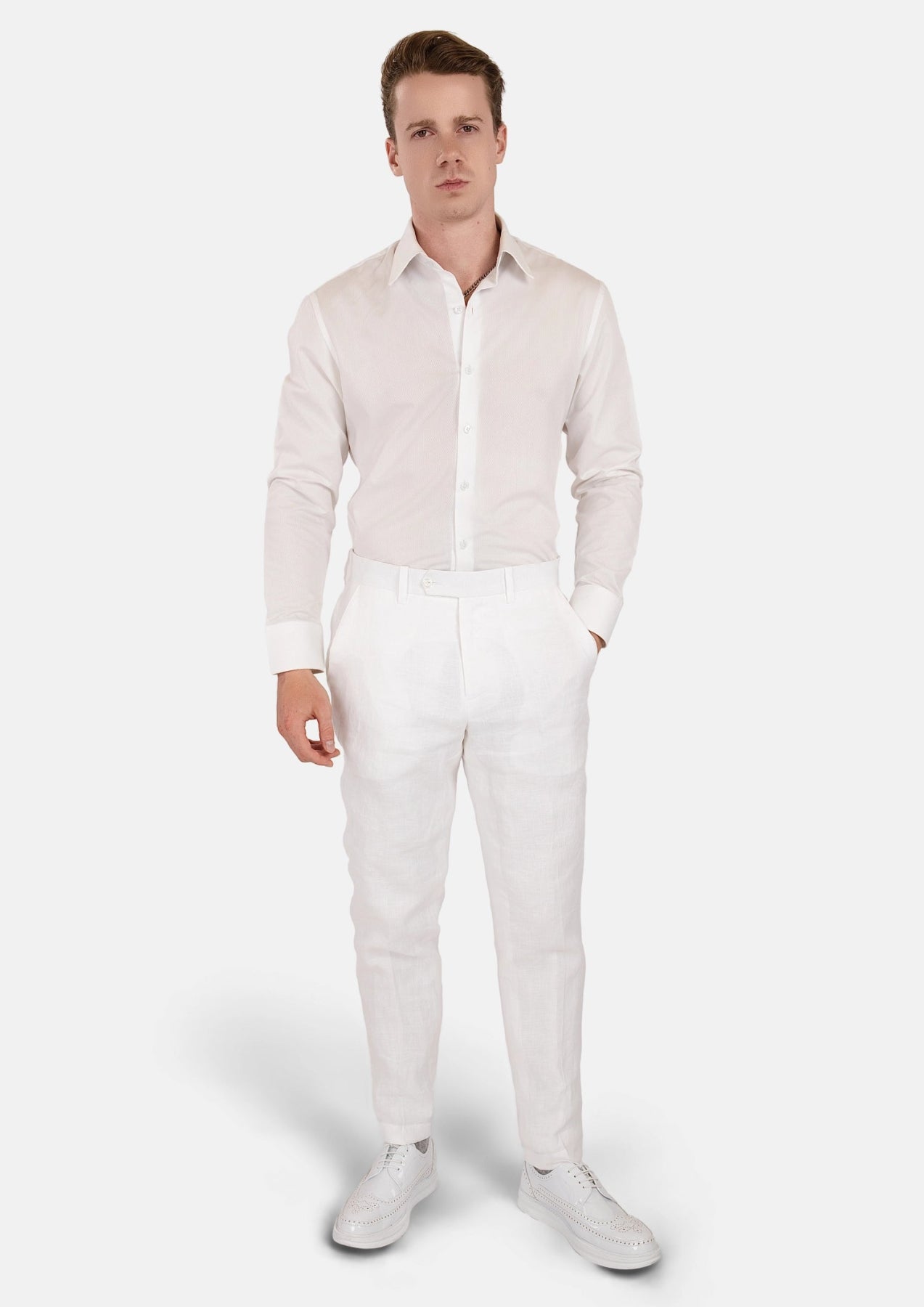 White Linen Pants - SARTORO