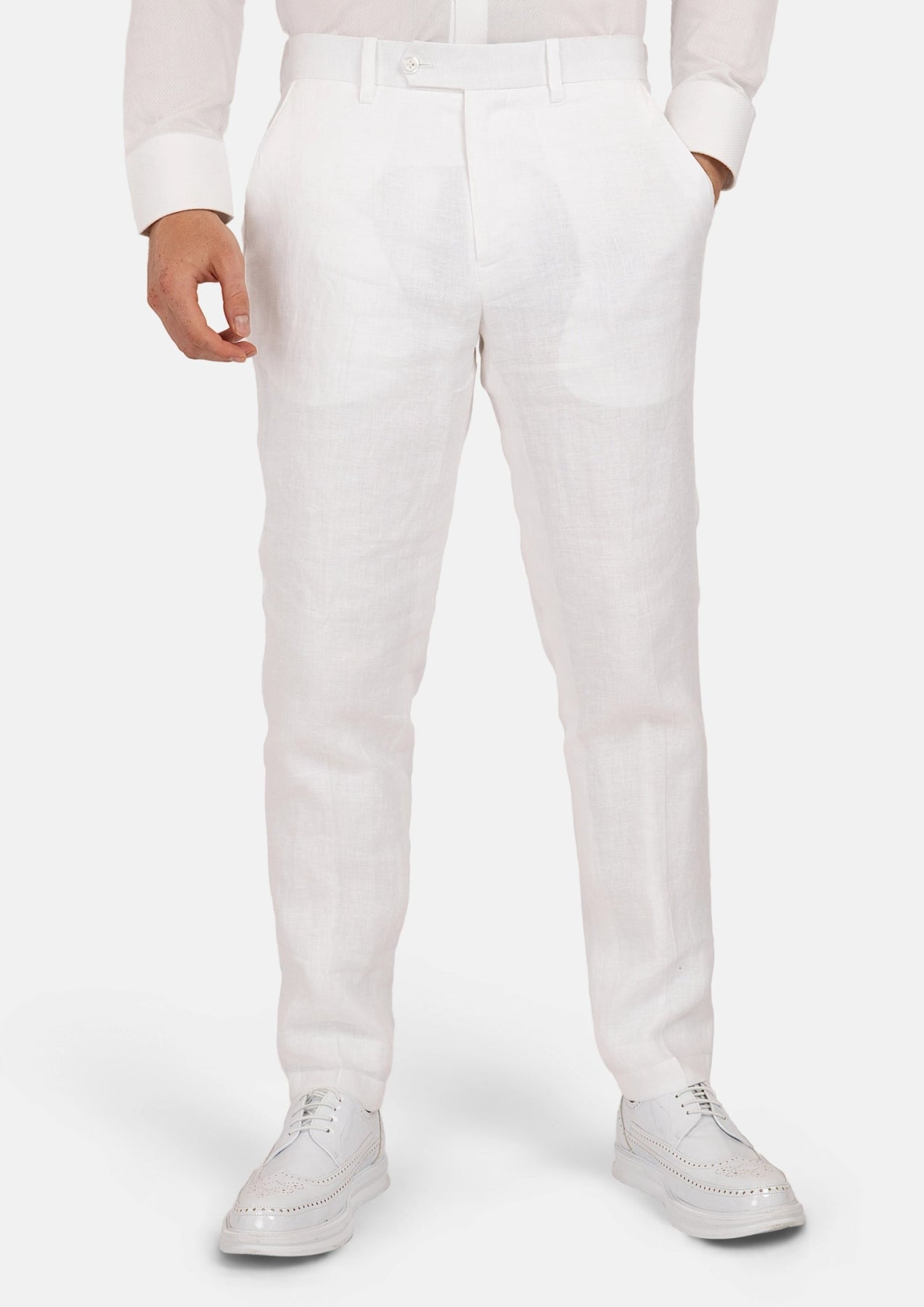 White Linen Pants - SARTORO