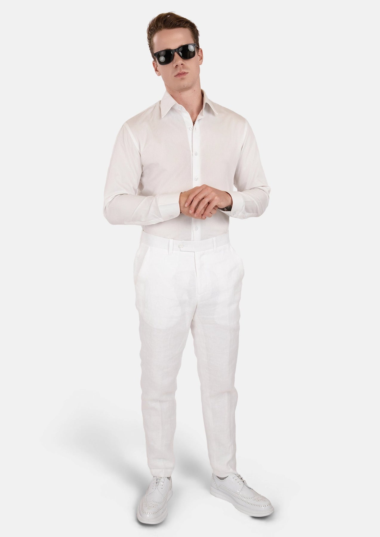 White Linen Pants - SARTORO