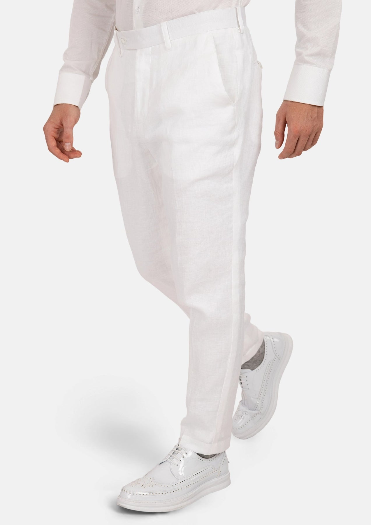 White Linen Pants - SARTORO