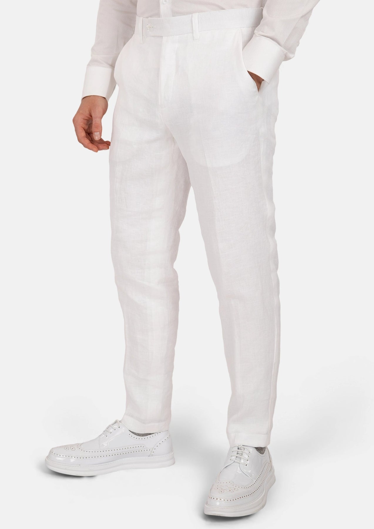 White Linen Pants - SARTORO